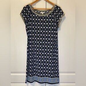 Sophie Max Blue Sheath Mini Dress Cap Sleeve Crew Neck